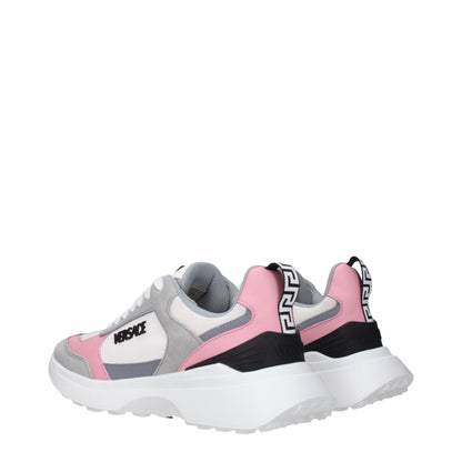 White Fabric Sneakers with Logo Details