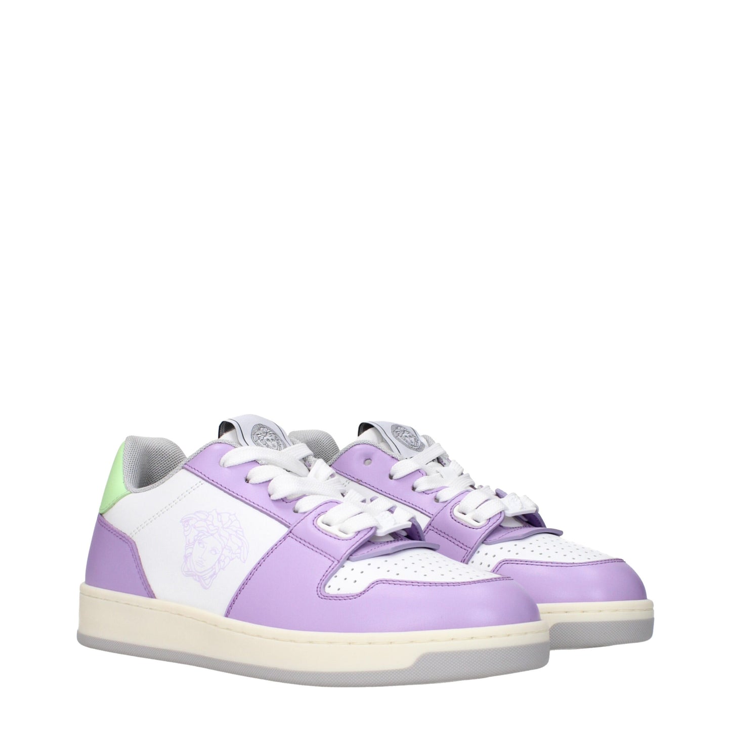 White Leather Low-Top Sneakers with Logo Details