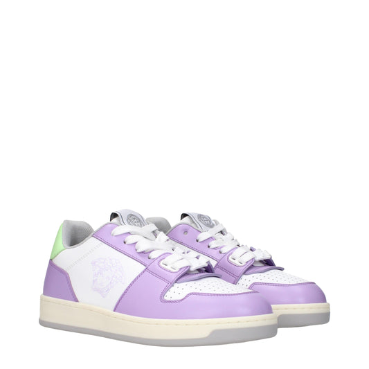 White Leather Low-Top Sneakers with Logo Details