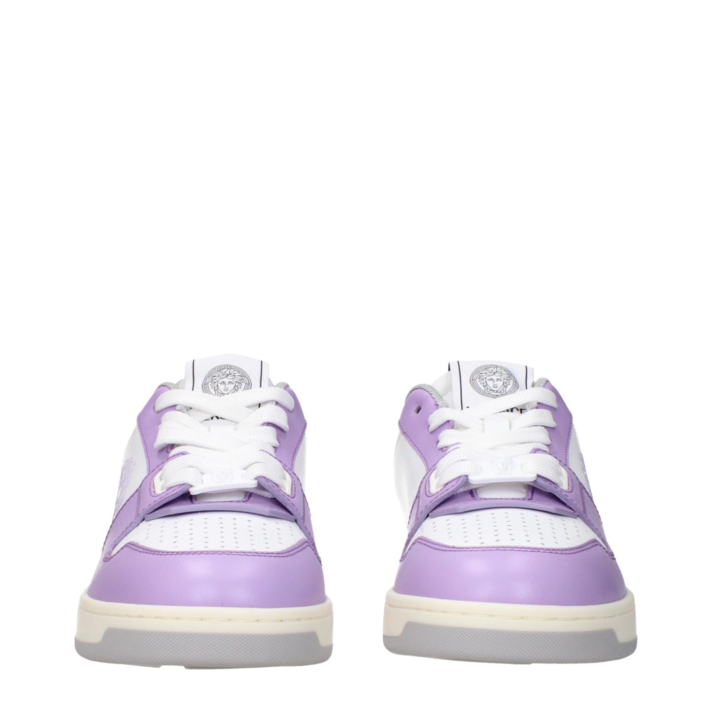 White Leather Low-Top Sneakers with Logo Details
