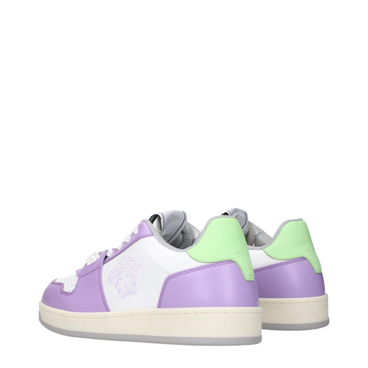White Leather Low-Top Sneakers with Logo Details