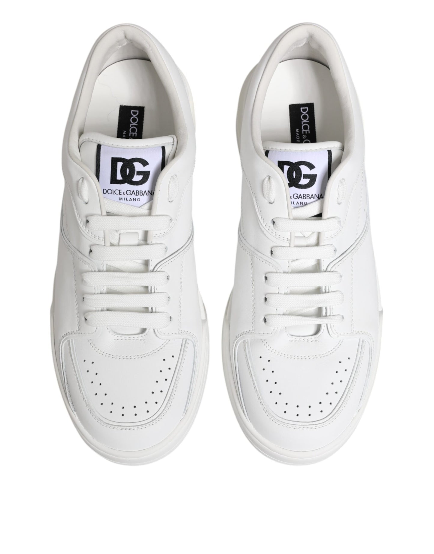Dolce &amp; Gabbana White Miami Leather Low-Top Sneakers
