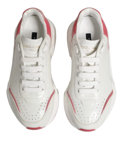 Dolce &amp; Gabbana White and Pink Daymaster Low-Top Sneakers