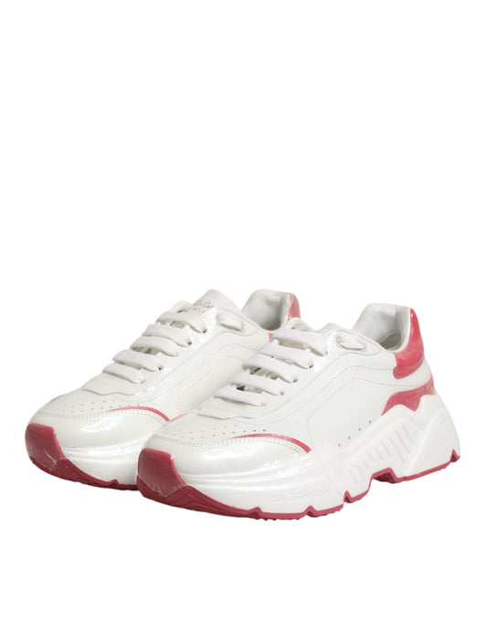 Dolce &amp; Gabbana White and Pink Daymaster Low-Top Sneakers