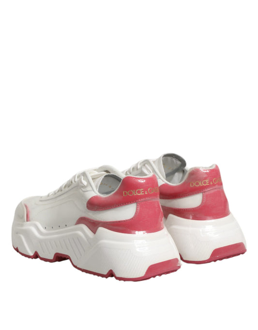 Dolce &amp; Gabbana White and Pink Daymaster Low-Top Sneakers