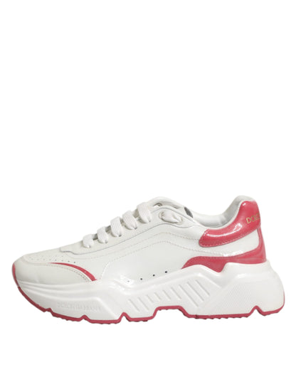 Dolce &amp; Gabbana White and Pink Daymaster Low-Top Sneakers