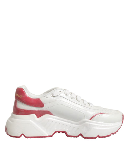 Dolce &amp; Gabbana White and Pink Daymaster Low-Top Sneakers