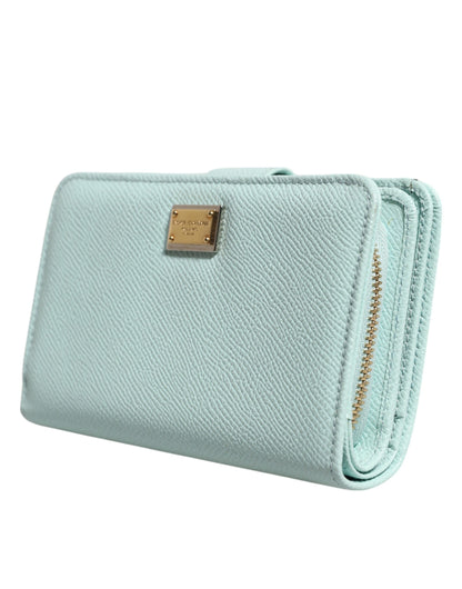 Dolce &amp; Gabbana Mint Green Leather Bifold Continental Clutch Wallet
