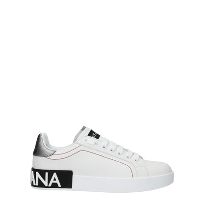 White Leather Low-Top Sneakers with Logo Details