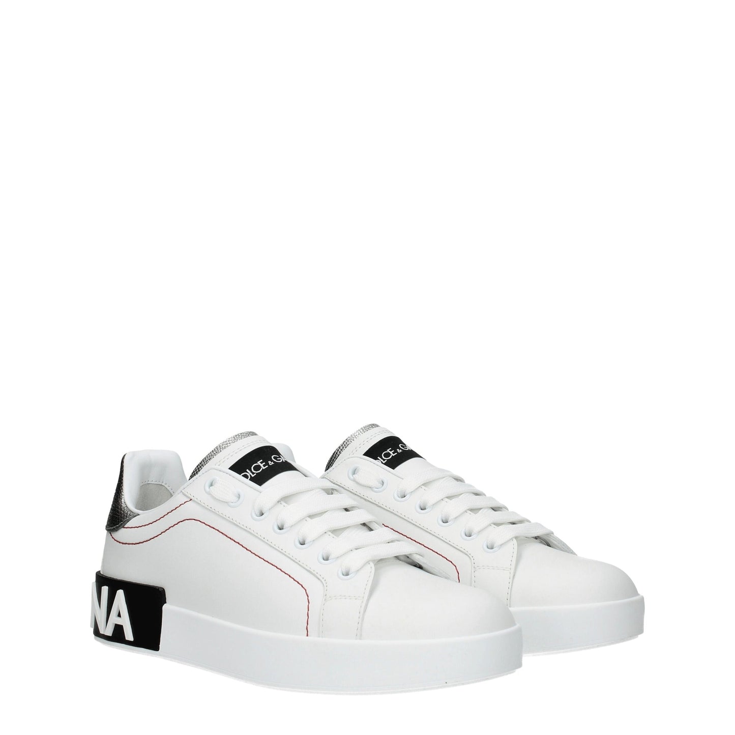 White Leather Low-Top Sneakers with Logo Details