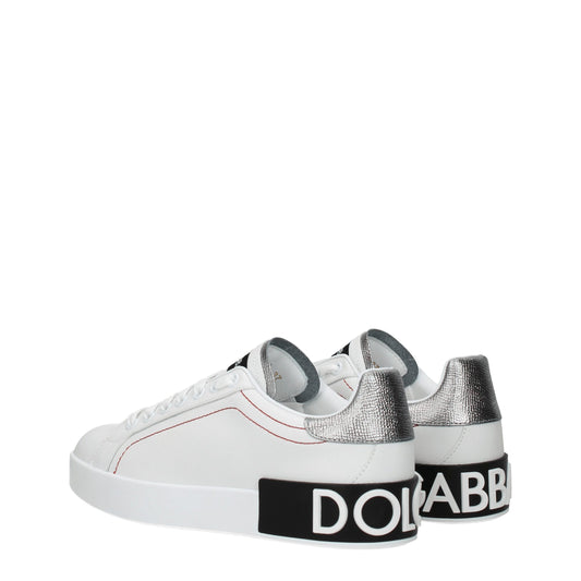 White Leather Low-Top Sneakers with Logo Details