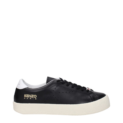 Black Leather Low-Top Sneakers - Women's Designer Footwear