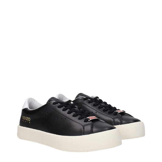Black Leather Low-Top Sneakers - Women's Designer Footwear