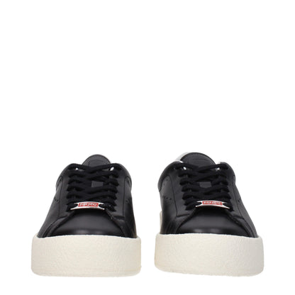 Black Leather Low-Top Sneakers - Women's Designer Footwear
