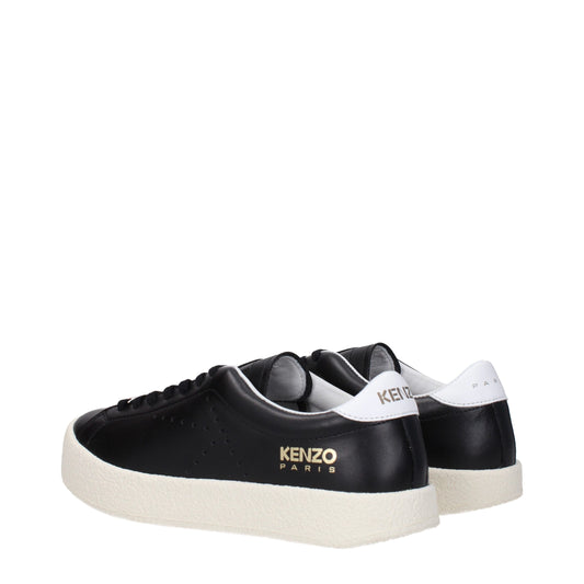 Black Leather Low-Top Sneakers - Women's Designer Footwear