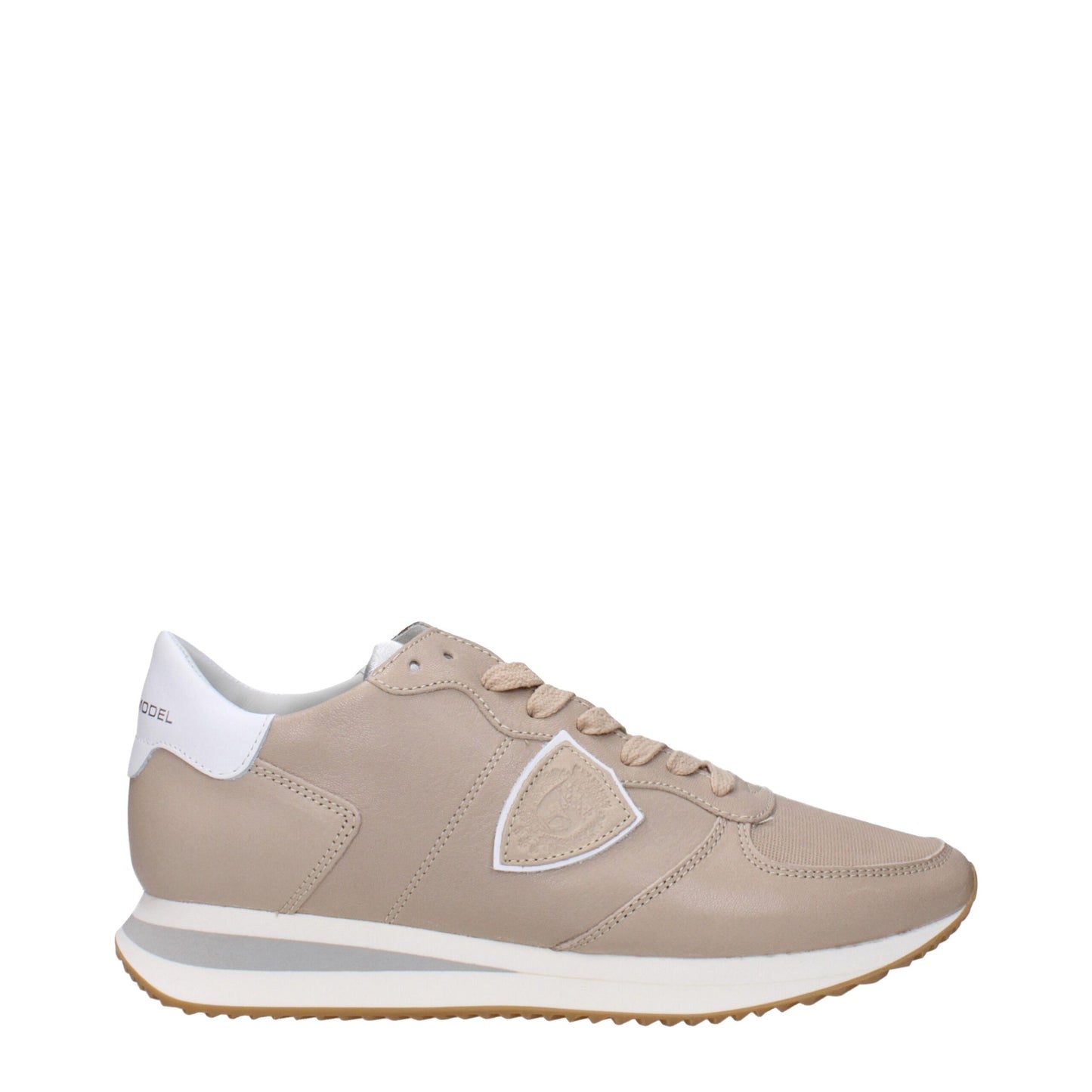 Beige Leather Low-Top Sneakers - Women's Designer Footwear