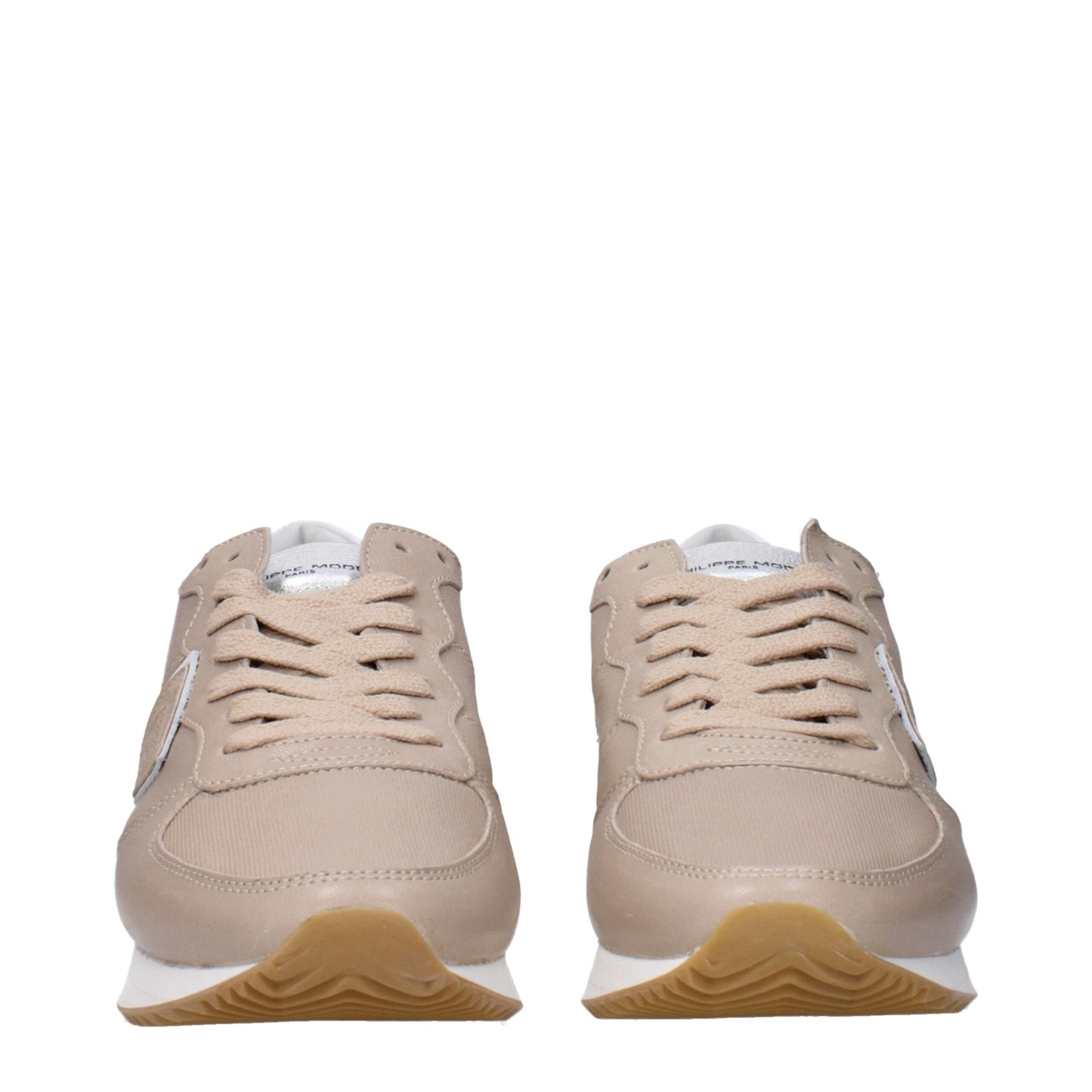 Beige Leather Low-Top Sneakers - Women's Designer Footwear