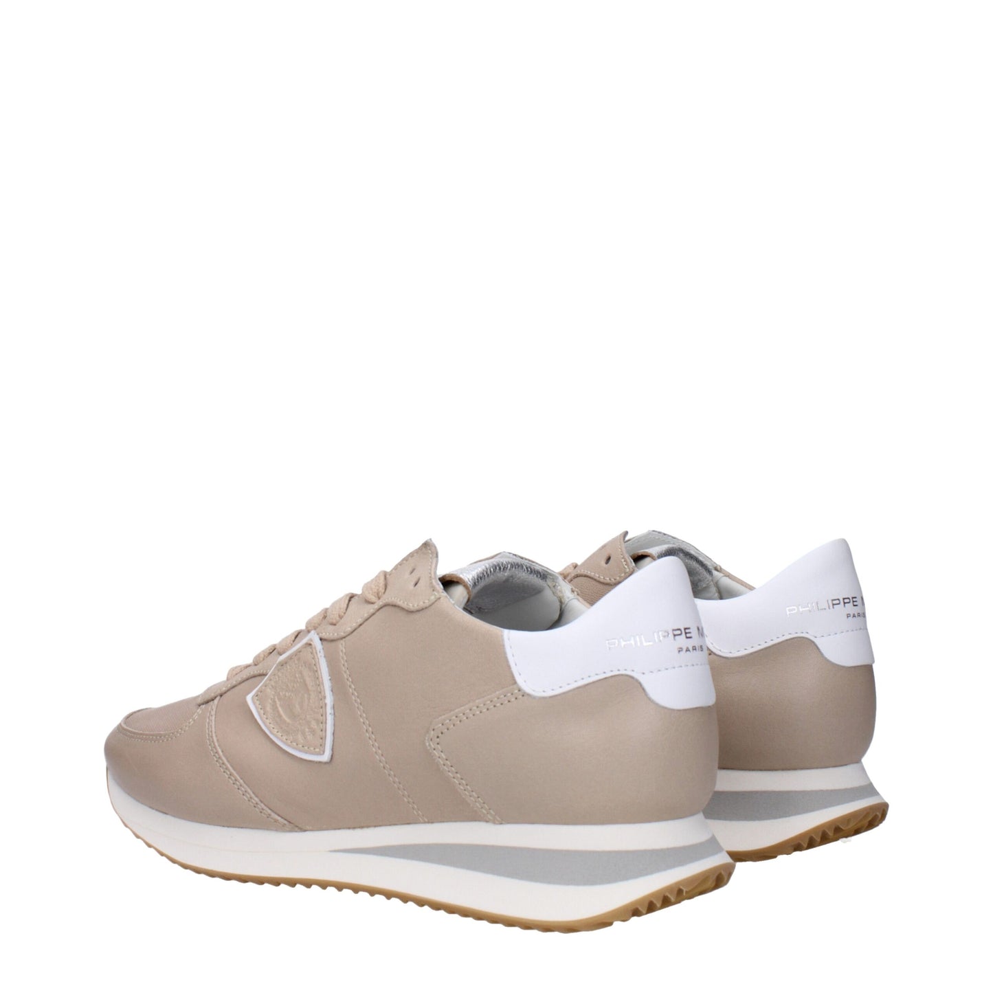 Beige Leather Low-Top Sneakers - Women's Designer Footwear