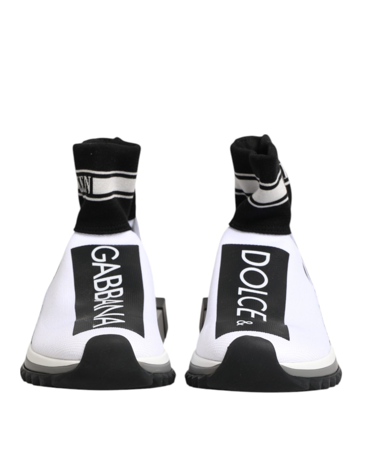 Dolce &amp; Gabbana White and Black Sorrento Socks Sneakers