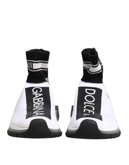 Dolce &amp; Gabbana White and Black Sorrento Socks Sneakers