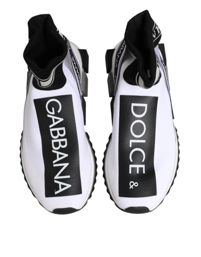 Dolce &amp; Gabbana White and Black Sorrento Socks Sneakers
