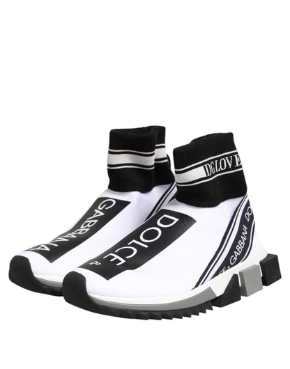 Dolce &amp; Gabbana White and Black Sorrento Socks Sneakers