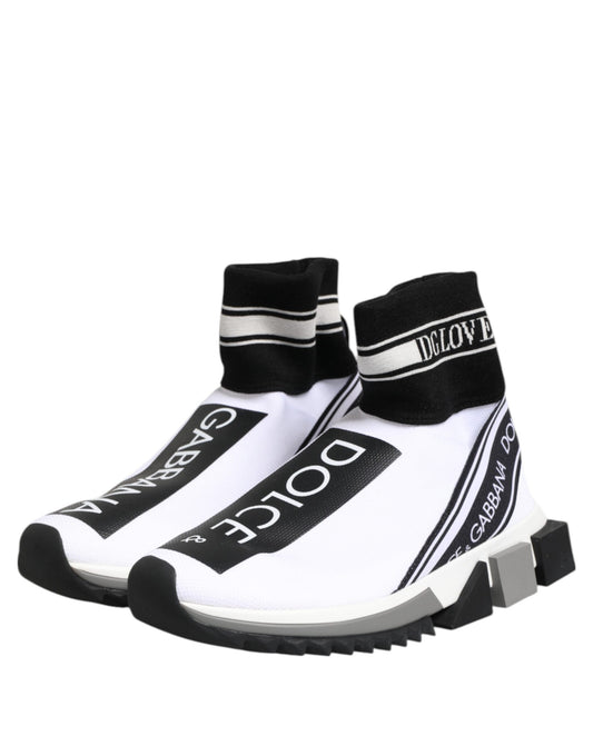 Dolce &amp; Gabbana White and Black Sorrento Socks Sneakers