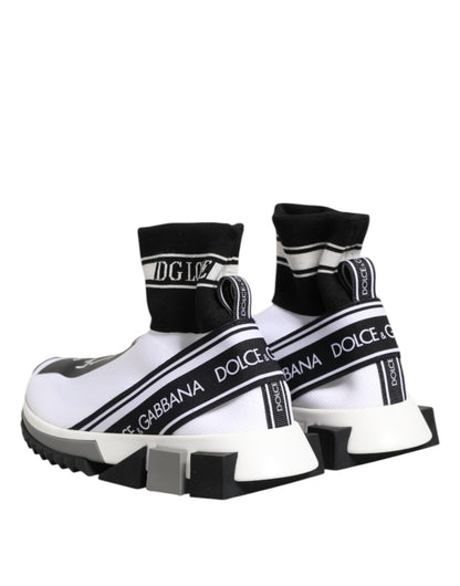 Dolce &amp; Gabbana White and Black Sorrento Socks Sneakers
