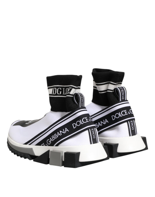 Dolce &amp; Gabbana White and Black Sorrento Socks Sneakers