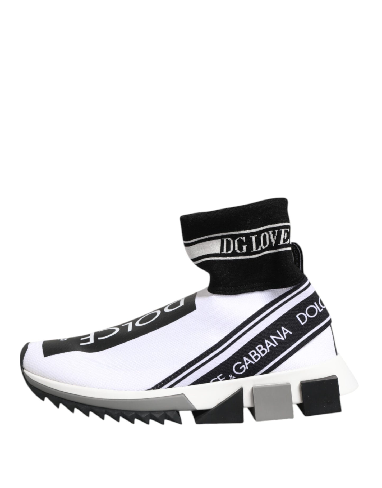 Dolce &amp; Gabbana White and Black Sorrento Socks Sneakers