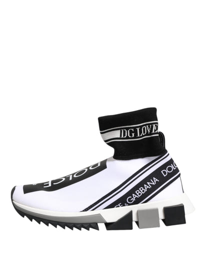 Dolce &amp; Gabbana White and Black Sorrento Socks Sneakers