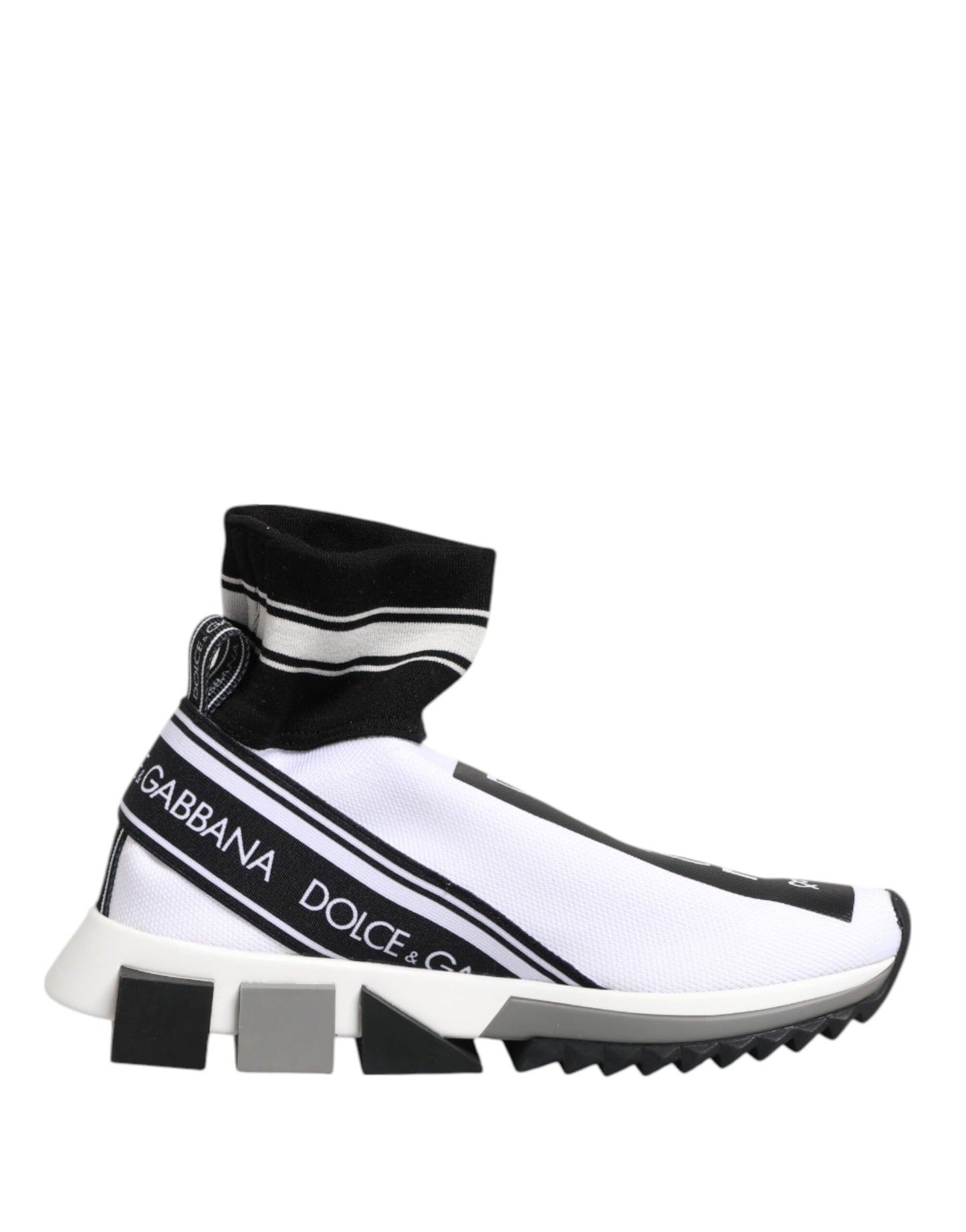 Dolce &amp; Gabbana White and Black Sorrento Socks Sneakers