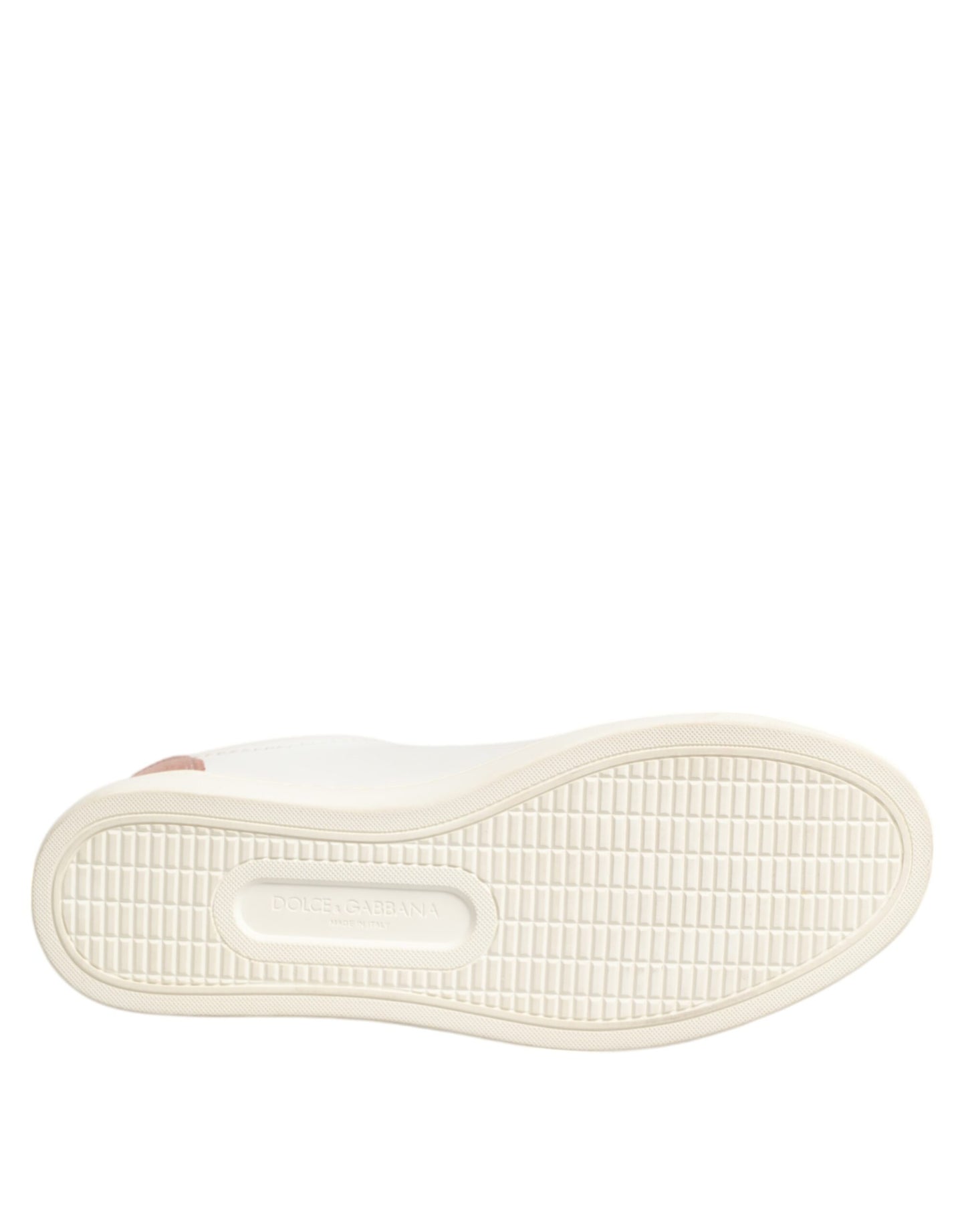 Dolce &amp; Gabbana White and Pink Leather Low-Top Sneakers
