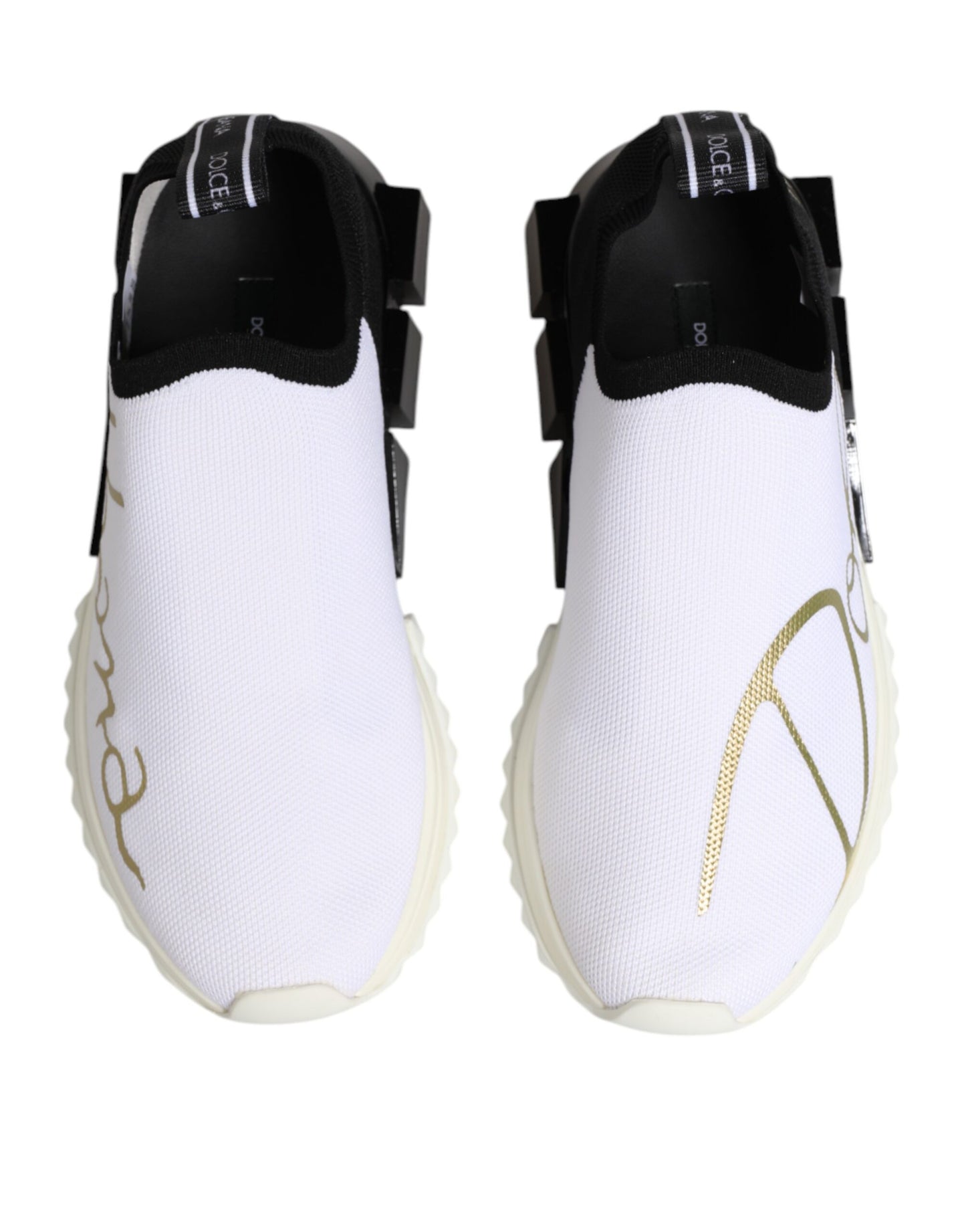 Dolce &amp; Gabbana White and Black Low-Top Sorrento Sneakers