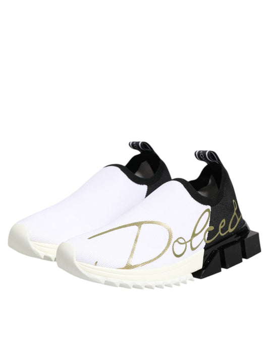 Dolce &amp; Gabbana White and Black Low-Top Sorrento Sneakers