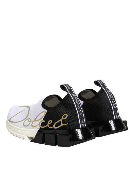 Dolce &amp; Gabbana White and Black Low-Top Sorrento Sneakers