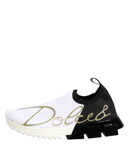 Dolce &amp; Gabbana White and Black Low-Top Sorrento Sneakers
