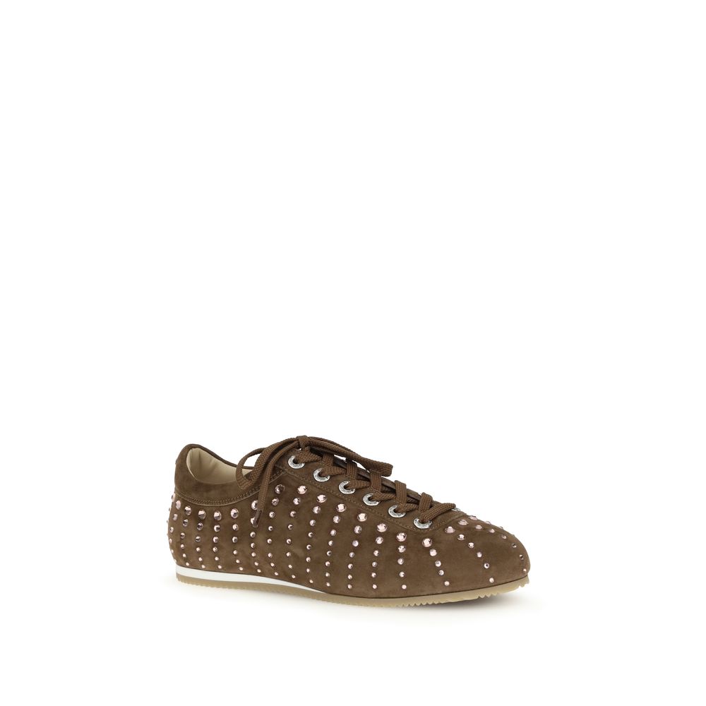 Crystal Ray Studded Suede Sneakers - Luxury Italian Craftsmanship