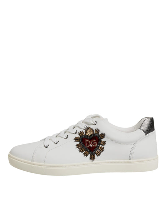 Dolce &amp; Gabbana White Sacred Heart Men's Low-Top Sneakers