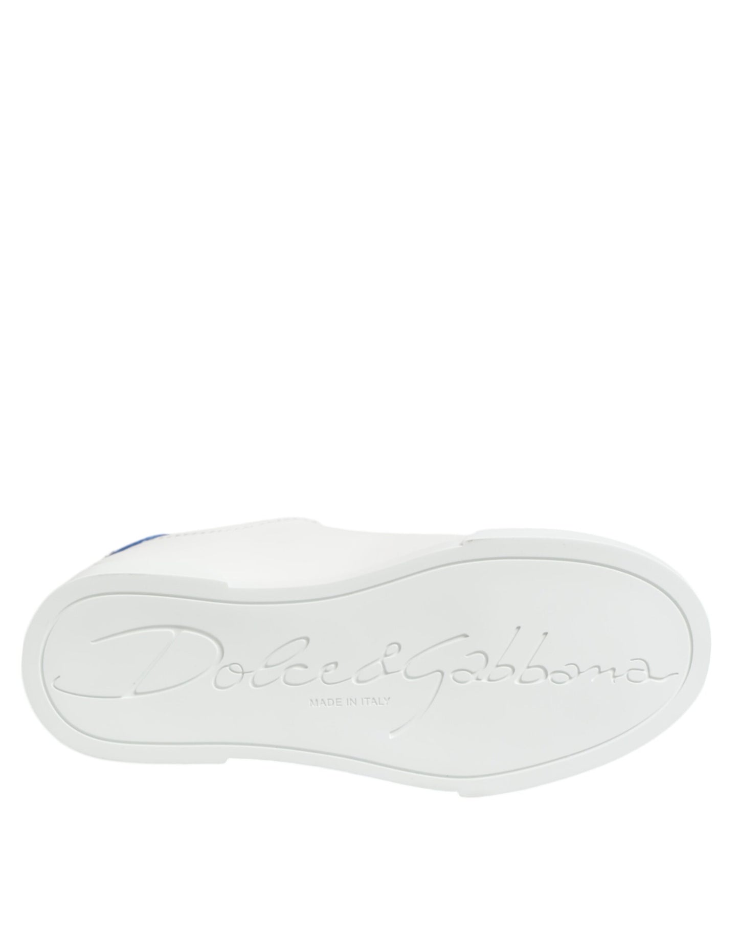 Dolce &amp; Gabbana White and Blue Leather Low-Top Sneakers