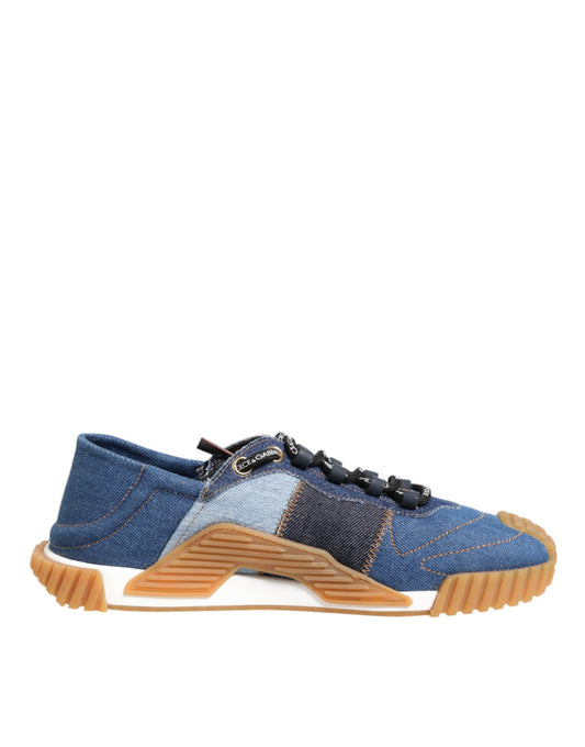 Dolce &amp; Gabbana Blue Lace-Up Low-Top NS1 Sneakers