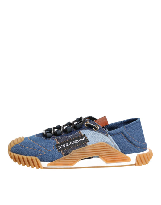 Dolce &amp; Gabbana Blue Lace-Up Low-Top NS1 Sneakers