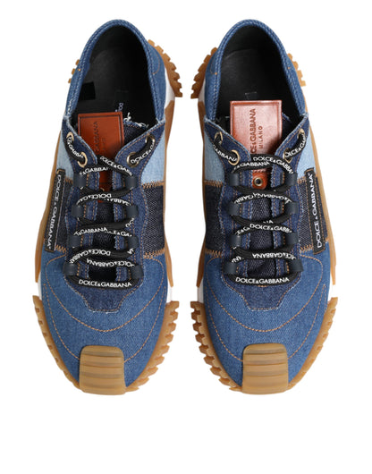 Dolce &amp; Gabbana Blue Lace-Up Low-Top NS1 Sneakers