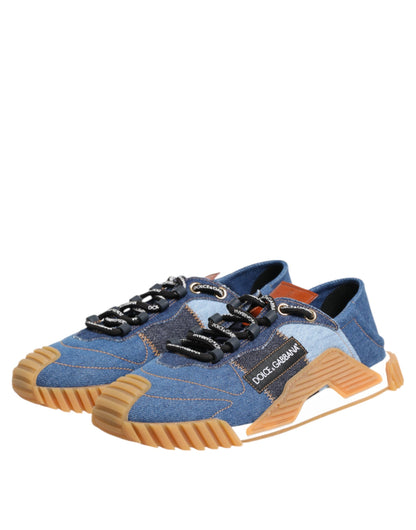 Dolce &amp; Gabbana Blue Lace-Up Low-Top NS1 Sneakers
