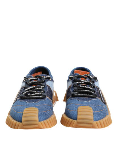 Dolce &amp; Gabbana Blue Lace-Up Low-Top NS1 Sneakers