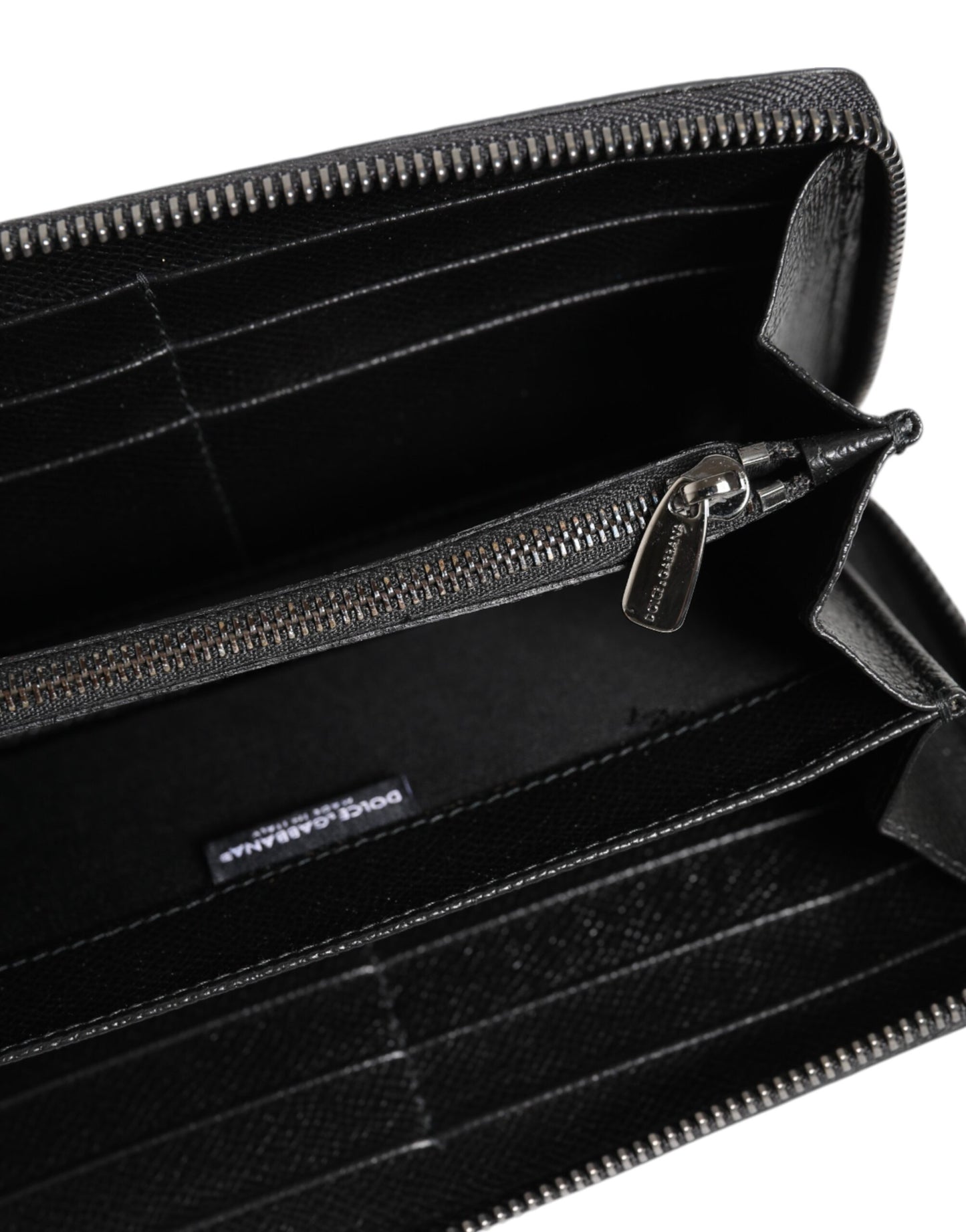 Dolce &amp; Gabbana Black Gray Leopard Leather Zip-Around Continental Wallet
