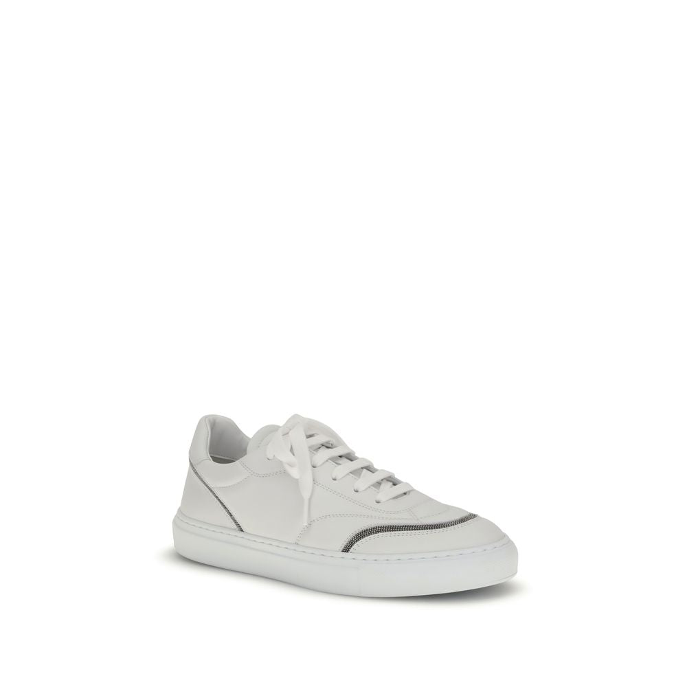 Leather Sneakers with Shiny Monili Details