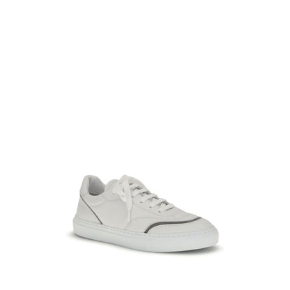Leather Sneakers with Shiny Monili Details