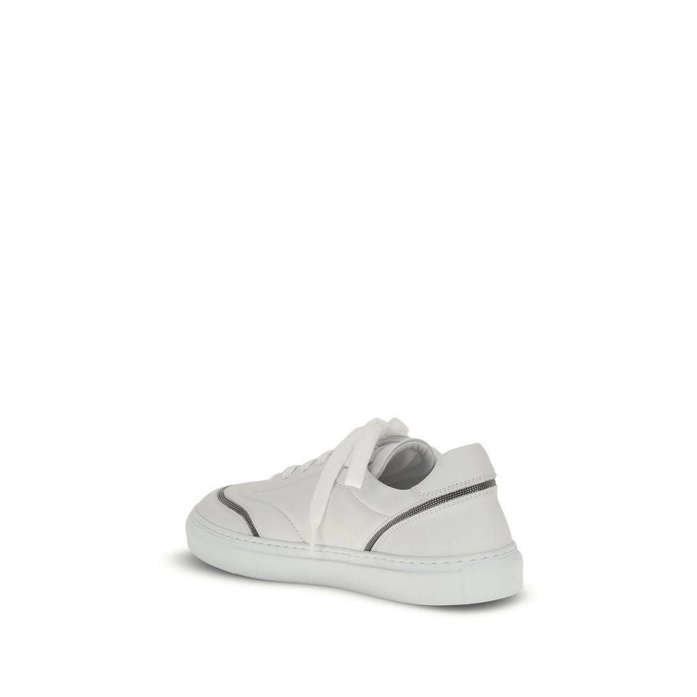 Leather Sneakers with Shiny Monili Details