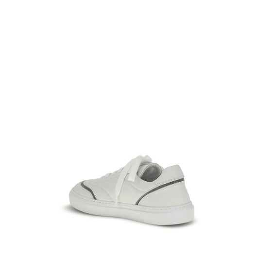 Leather Sneakers with Shiny Monili Details